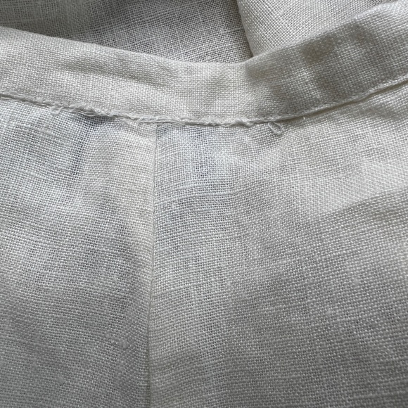2/$30 Pure Linen White Capri Pants Coastal Casual Contemporary Zipper FLAW - Picture 10 of 10